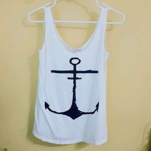 Adorable White with Navy Blue Anchor Tank!
